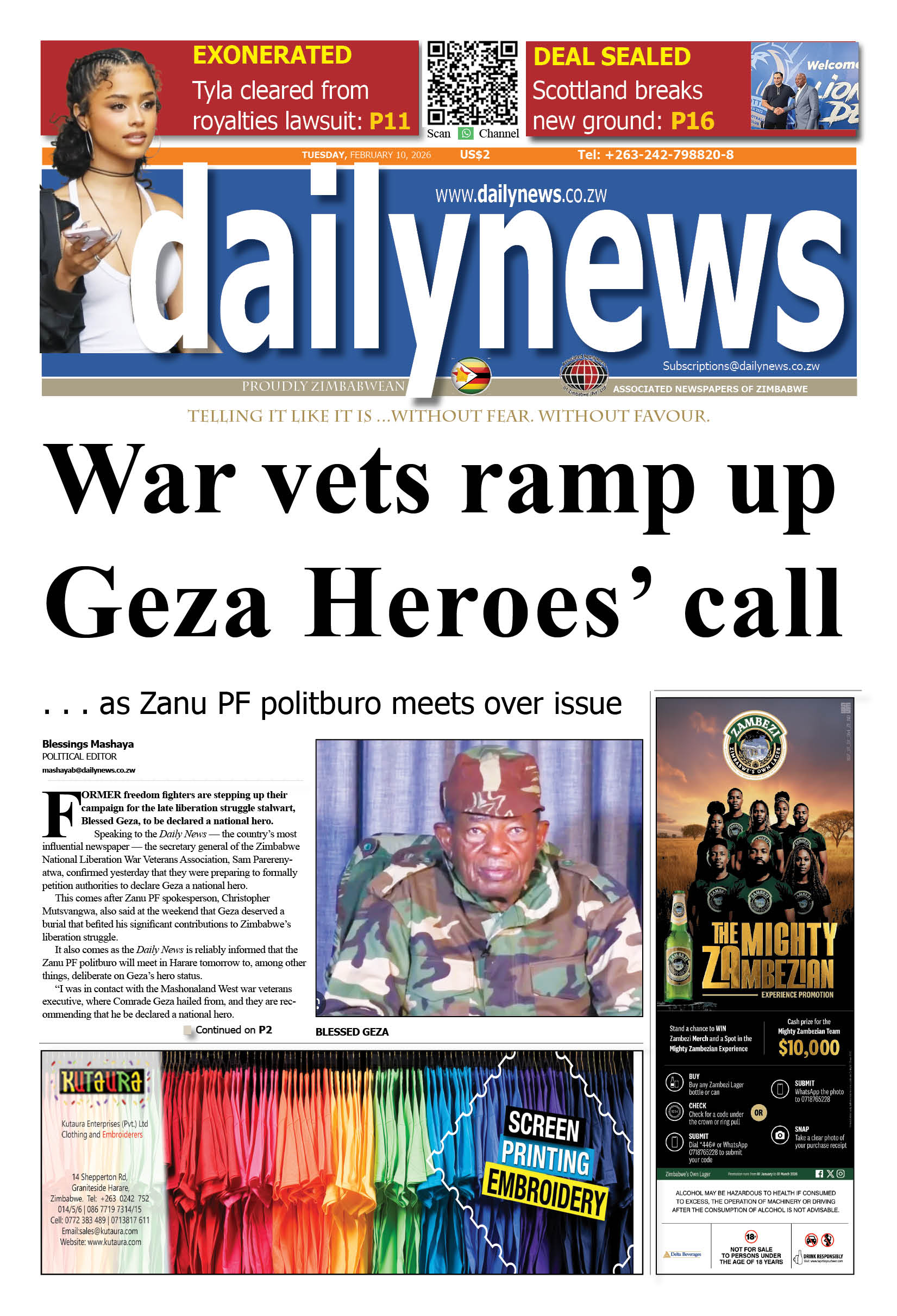 Tuesday 10 February 2026